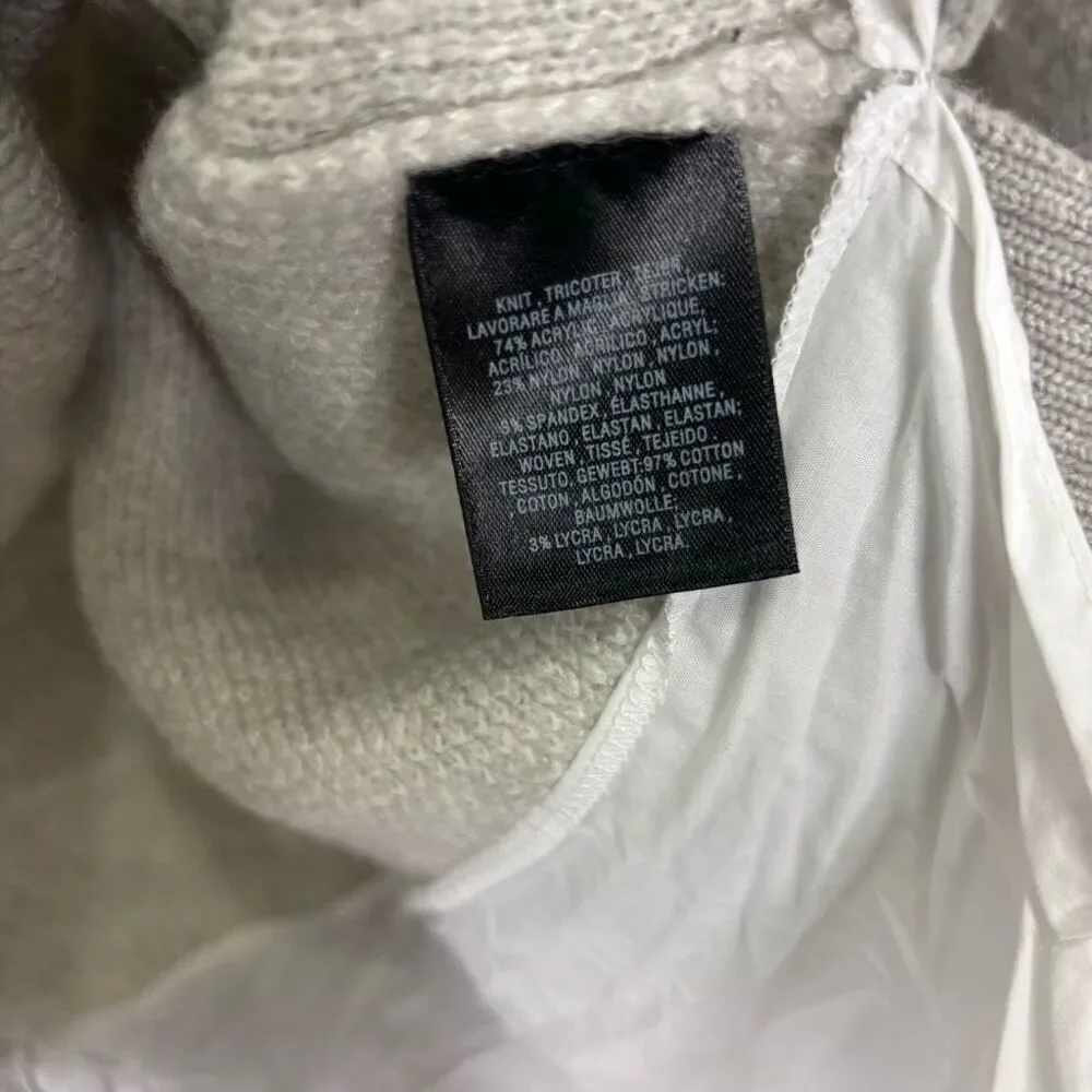Anthropologie Grey and White‎ Plaid Fleece Sweater w/ White Button Up Under XS